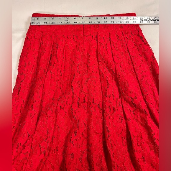 First Love Red Lace Midi Skirt with Bow Waistband Size Medium Holiday Parties - Picture 6 of 7